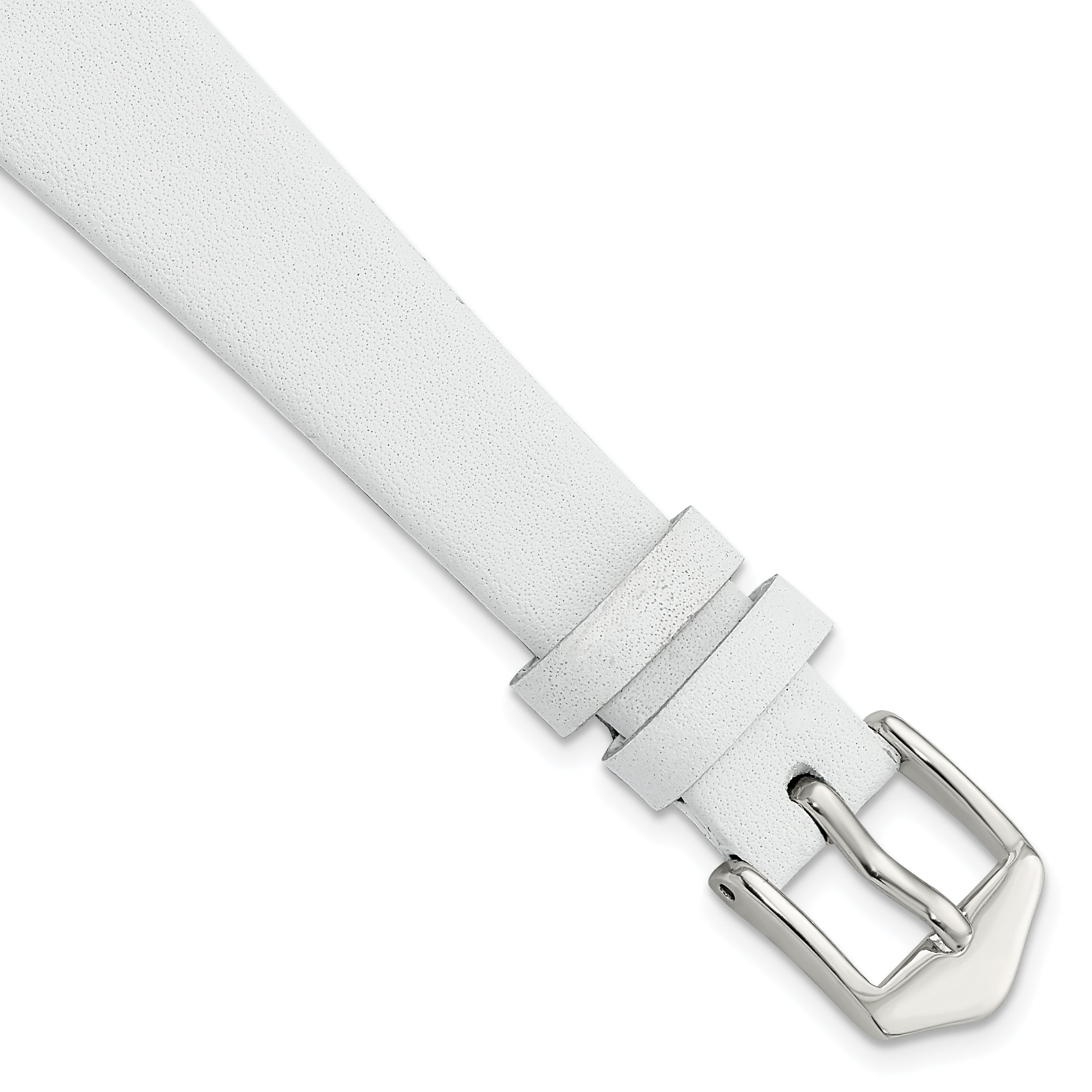 White Calfskin Leather Watch Band with Silver-Tone Buckle 20mm