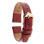 Red Calfskin Leather Watch Band with Gold-Tone Buckle 10mm