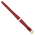 Dark Red Calfskin Leather Watch Band in Gold-Tone, 14mm - Sophia Jewelers