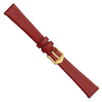 Dark Red Calfskin Leather Watch Band in Gold-Tone, 14mm - Sophia Jewelers