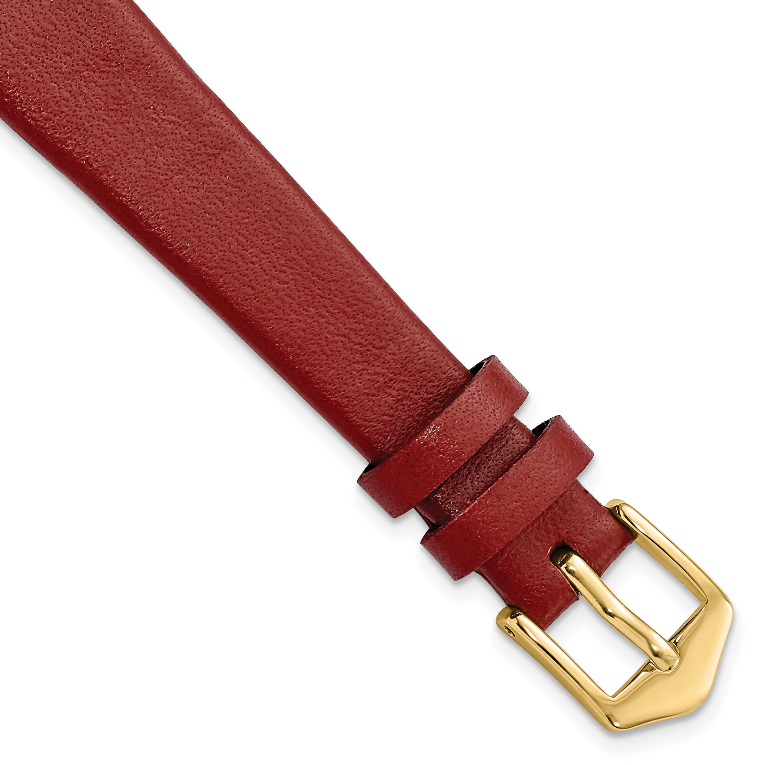 20mm Red Classic Calfskin Leather with Gold-tone Aluminum Buckle 6.6 inch Watch Band
