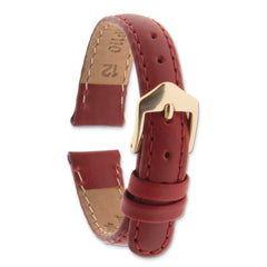 12mm Red Oilskin Leather with Gold-tone Aluminum Buckle 6.6 inch Watch Band