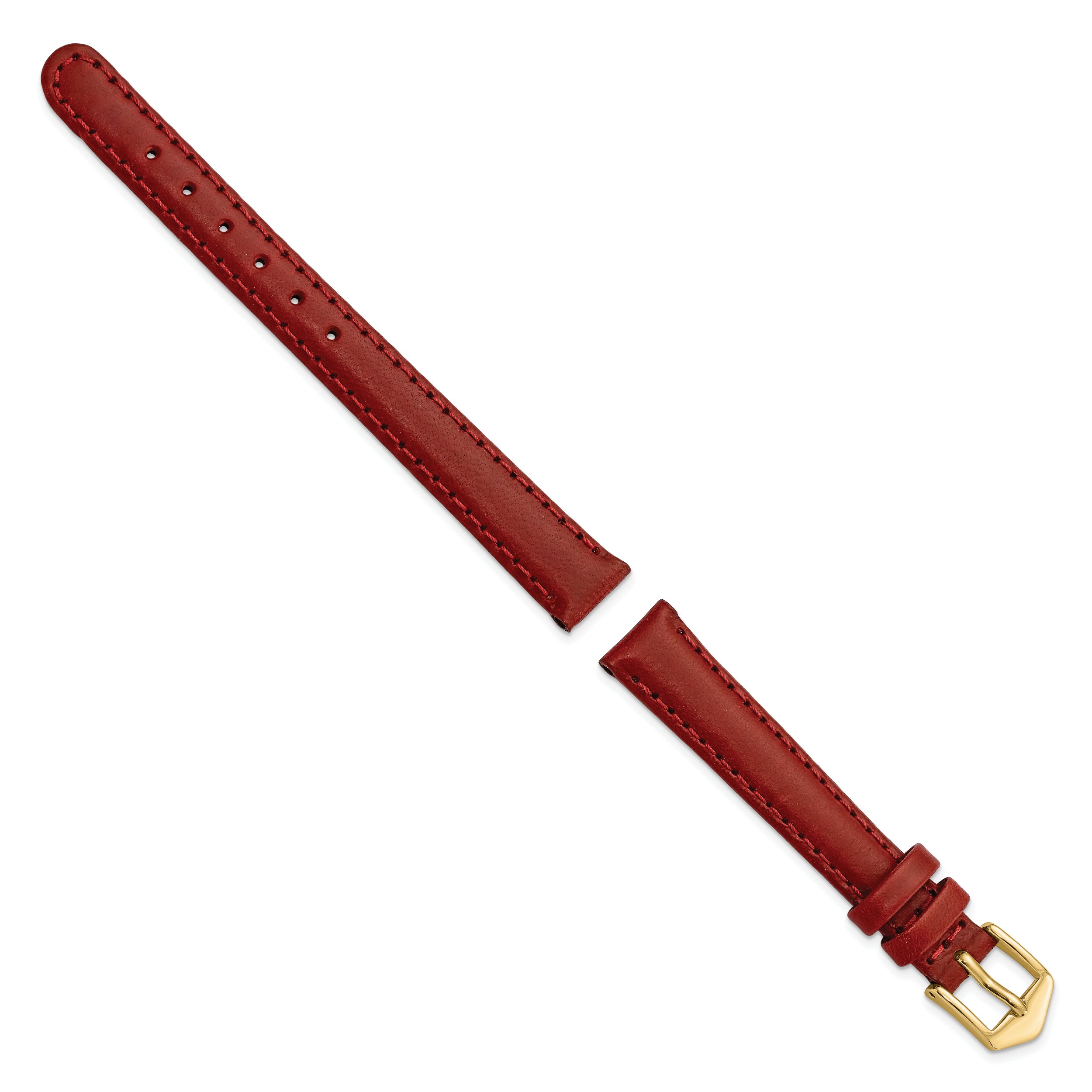 12mm Red Oilskin Leather with Gold-tone Aluminum Buckle 6.6 inch Watch Band