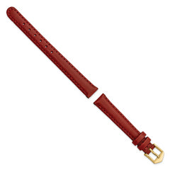 12mm Red Oilskin Leather with Gold-tone Aluminum Buckle 6.6 inch Watch Band
