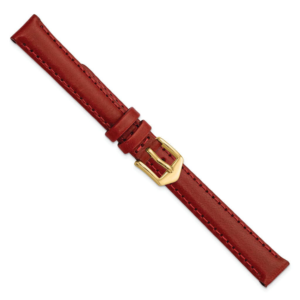 12mm Red Oilskin Leather with Gold-tone Aluminum Buckle 6.6 inch Watch Band