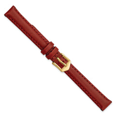 12mm Red Oilskin Leather with Gold-tone Aluminum Buckle 6.6 inch Watch Band