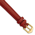 12mm Red Oilskin Leather with Gold-tone Aluminum Buckle 6.6 inch Watch Band