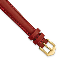 12mm Red Oilskin Leather with Gold-tone Aluminum Buckle 6.6 inch Watch Band