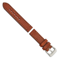 22mm Mahogany Thick and Heavy Sport Calfskin with Stitch Brown Stitching and Stainless Steel Buckle 8.1 inch Watch Band