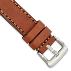 22mm Mahogany Thick and Heavy Sport Calfskin with Stitch Brown Stitching and Stainless Steel Buckle 8.1 inch Watch Band