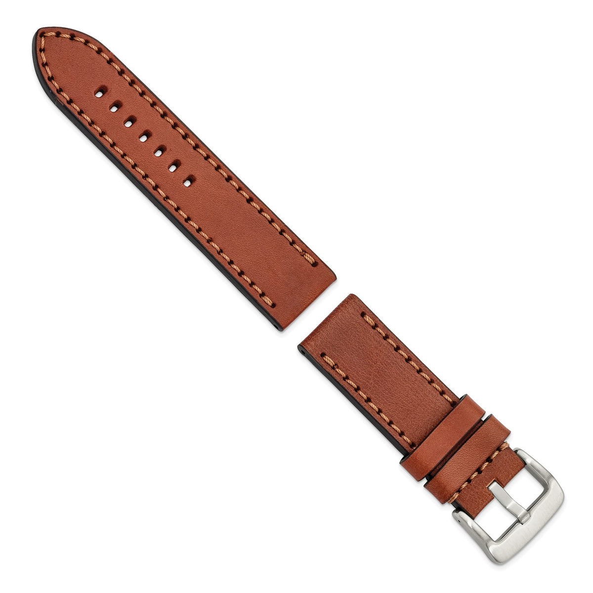 Mahogany Sport Calfskin Leather Watch Band with Stitch, 24mm - Sophia Jewelers
