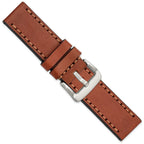 Mahogany Sport Calfskin Leather Watch Band with Stitch, 24mm - Sophia Jewelers