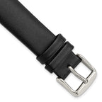 18mm Black Padded No-Stitch Calfskin Leather with Stainless Stee Buckle 7.5 inch Watch Band - Sophia Jewelers