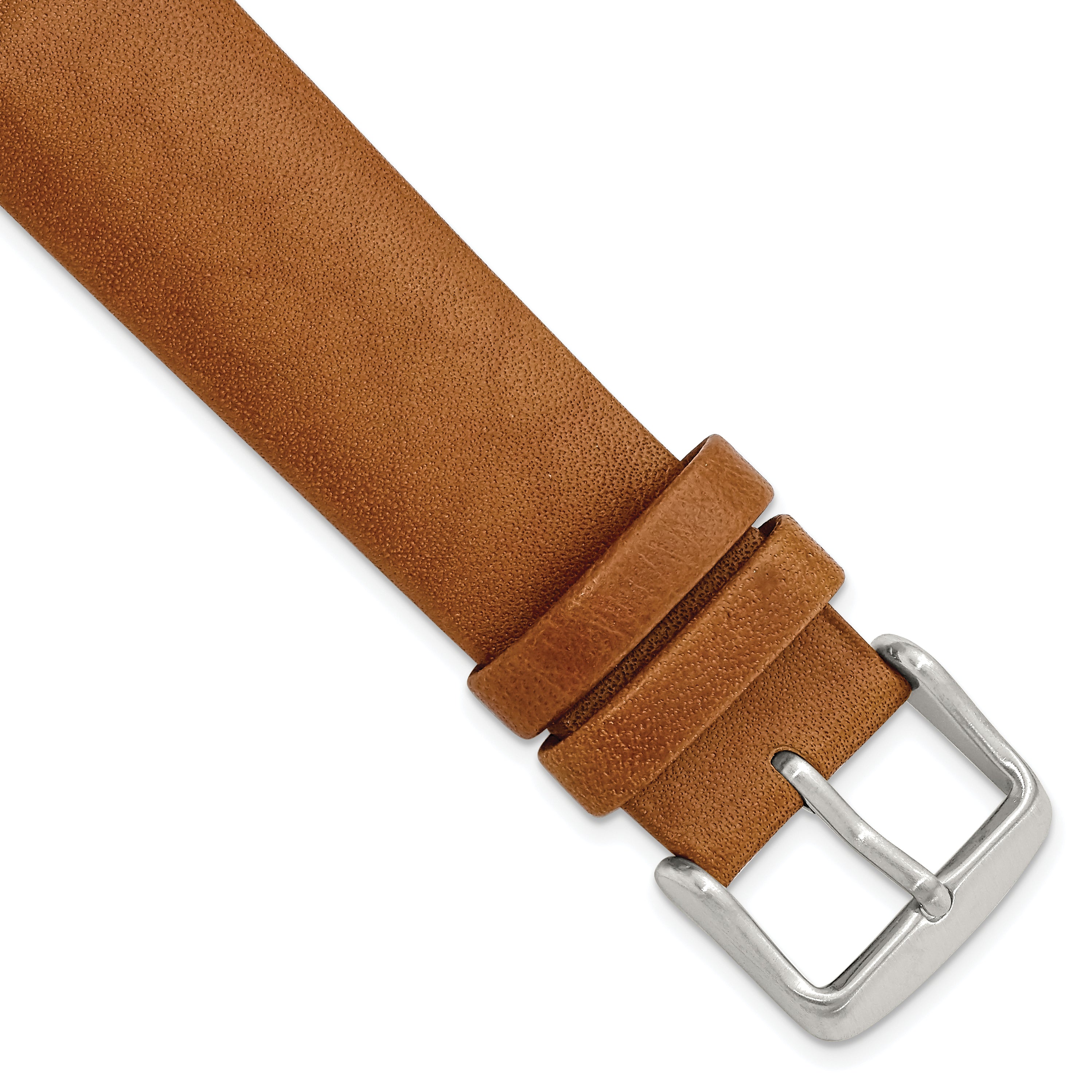 20mm Light Brown Padded No-Stitch Calfskin Leather with Stainless Steel Buckle 7.5 inch Watch Band