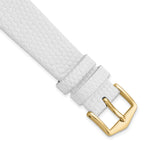 White Lizard-Grain Leather Watch Band with Gold-Tone Buckle 18mm