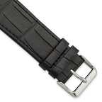 for Apple 42/44mm Smart Watch Black Gator Grain Calfskin Leather with Black Adapters and Stainless Steel Buckle 7.5 inch