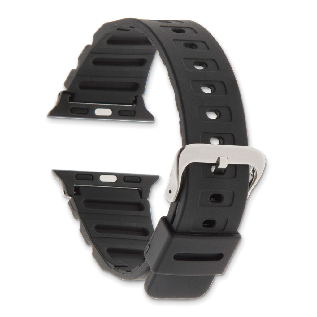 for Apple 38/40mm Smart Watch Black Polyurethane Sport with Black Adapter and Stainless Steel Buckle 8.1 inch Watch Band