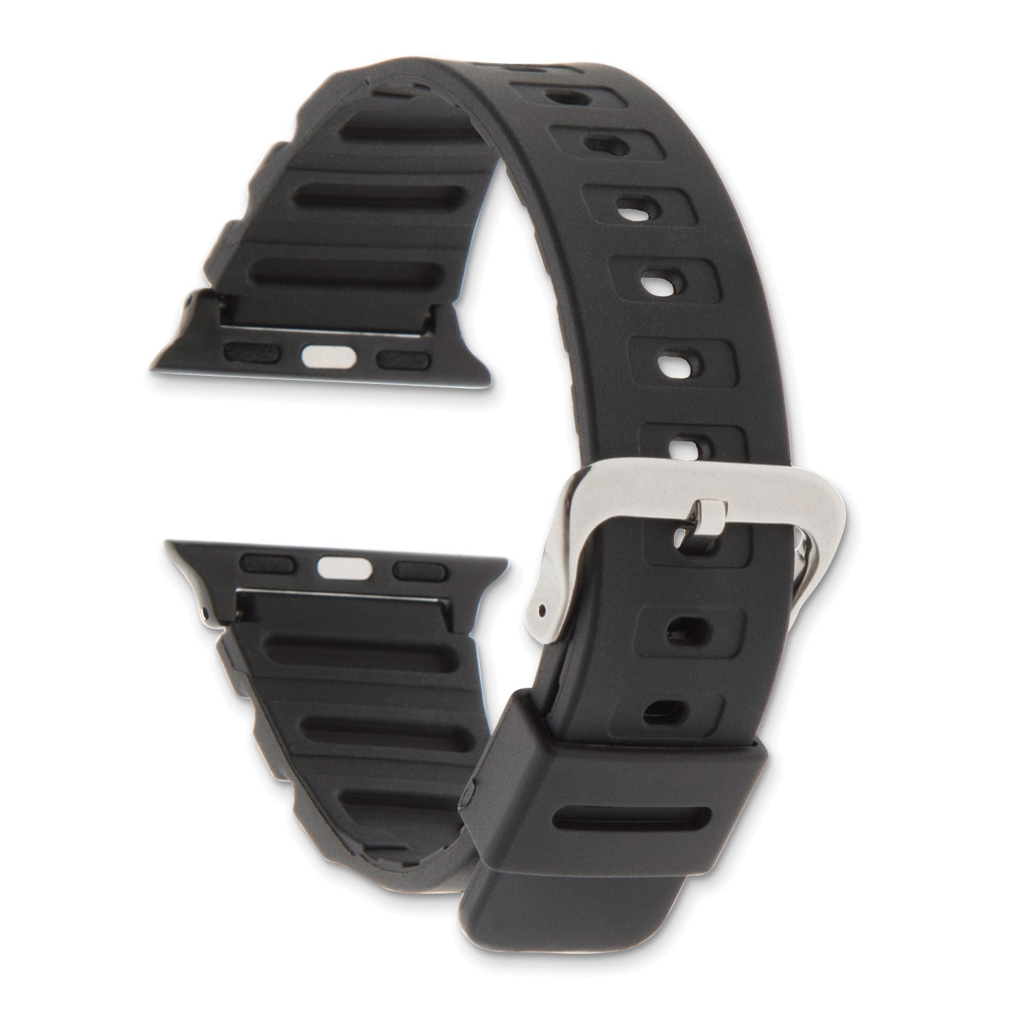 for Apple 38/40mm Smart Watch Black Polyurethane Sport with Black Adapter and Stainless Steel Buckle 8.1 inch Watch Band