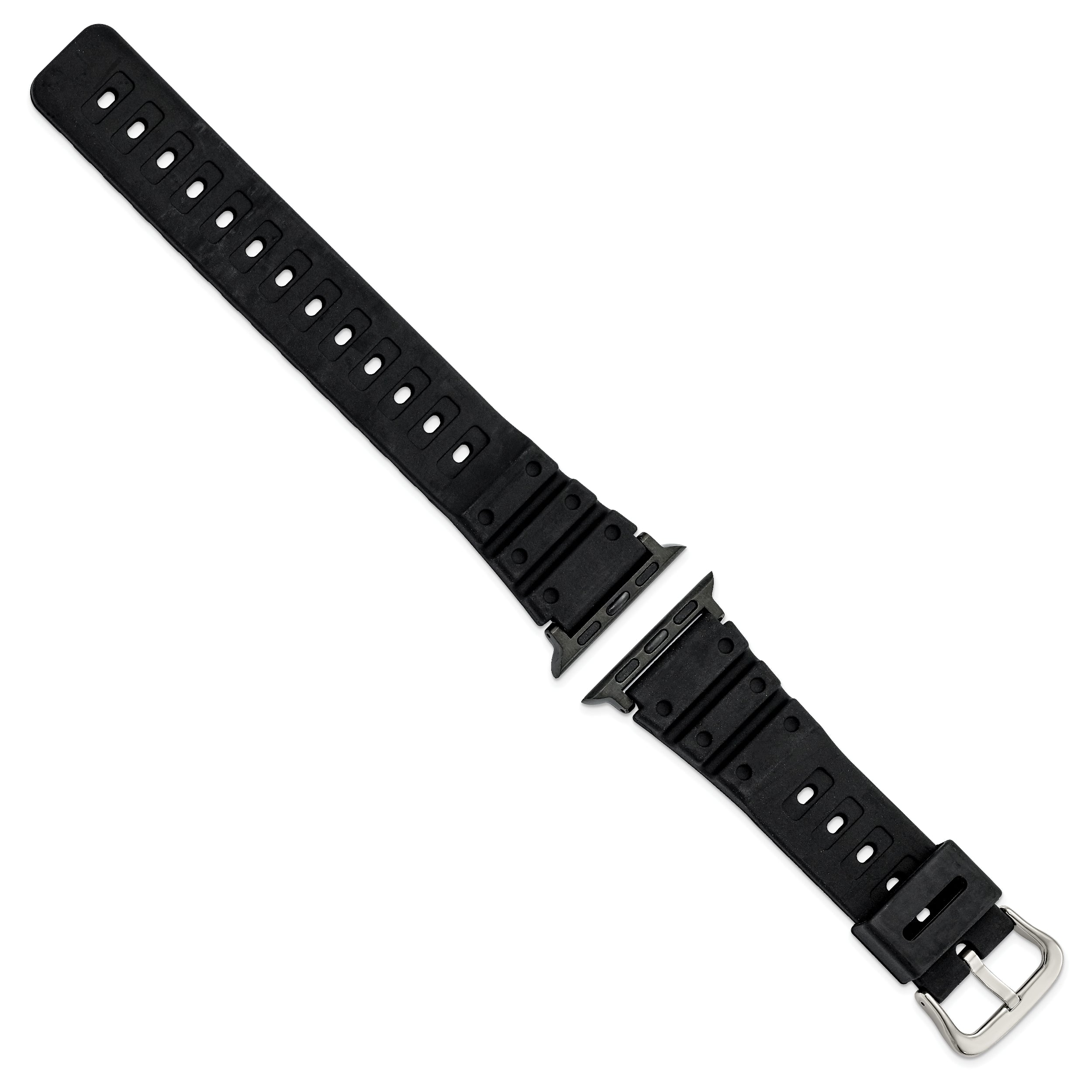 for Apple 38/40mm Smart Watch Black Polyurethane Sport with Black Adapter and Stainless Steel Buckle 8.1 inch Watch Band