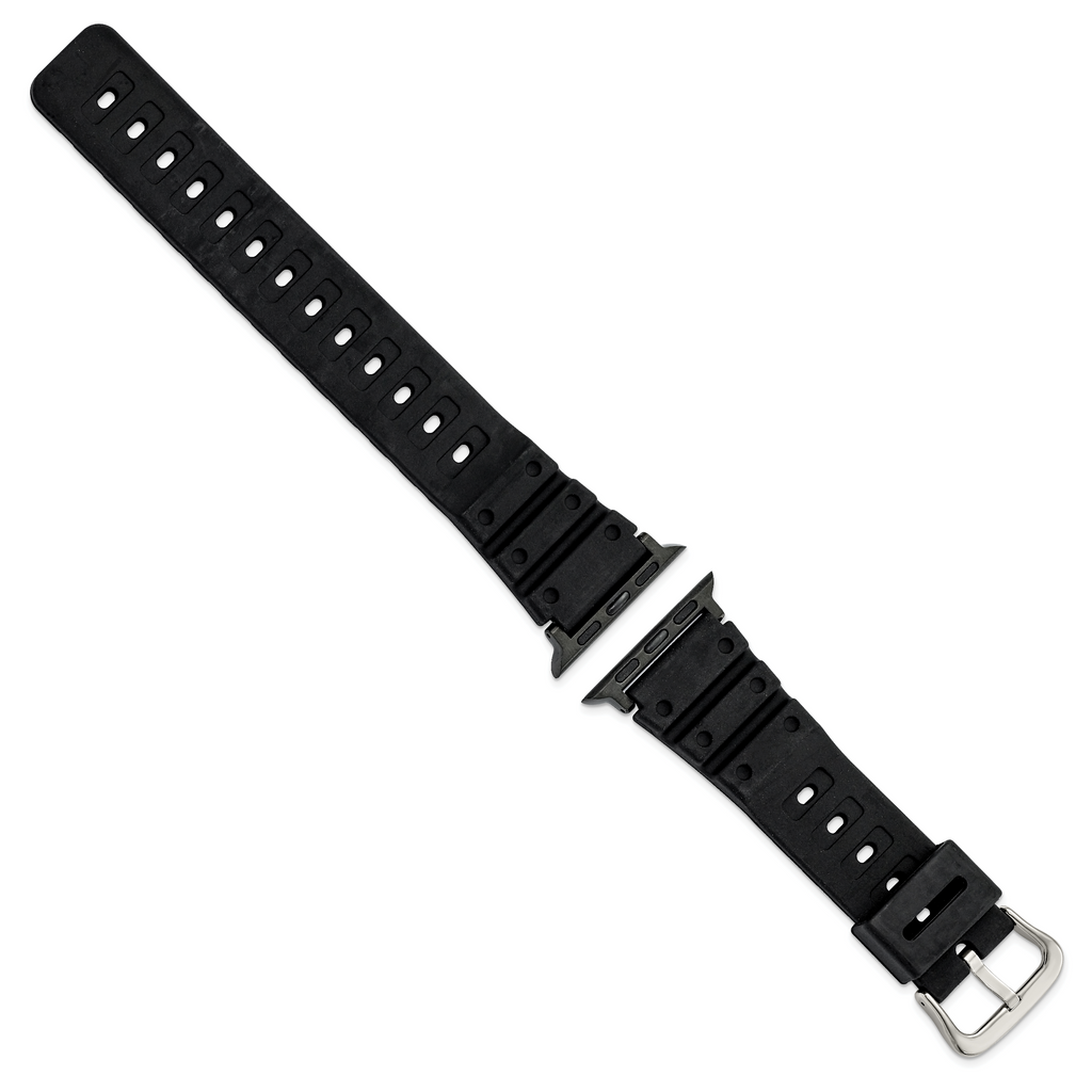 for Apple 38/40mm Smart Watch Black Polyurethane Sport with Black Adapter and Stainless Steel Buckle 8.1 inch Watch Band