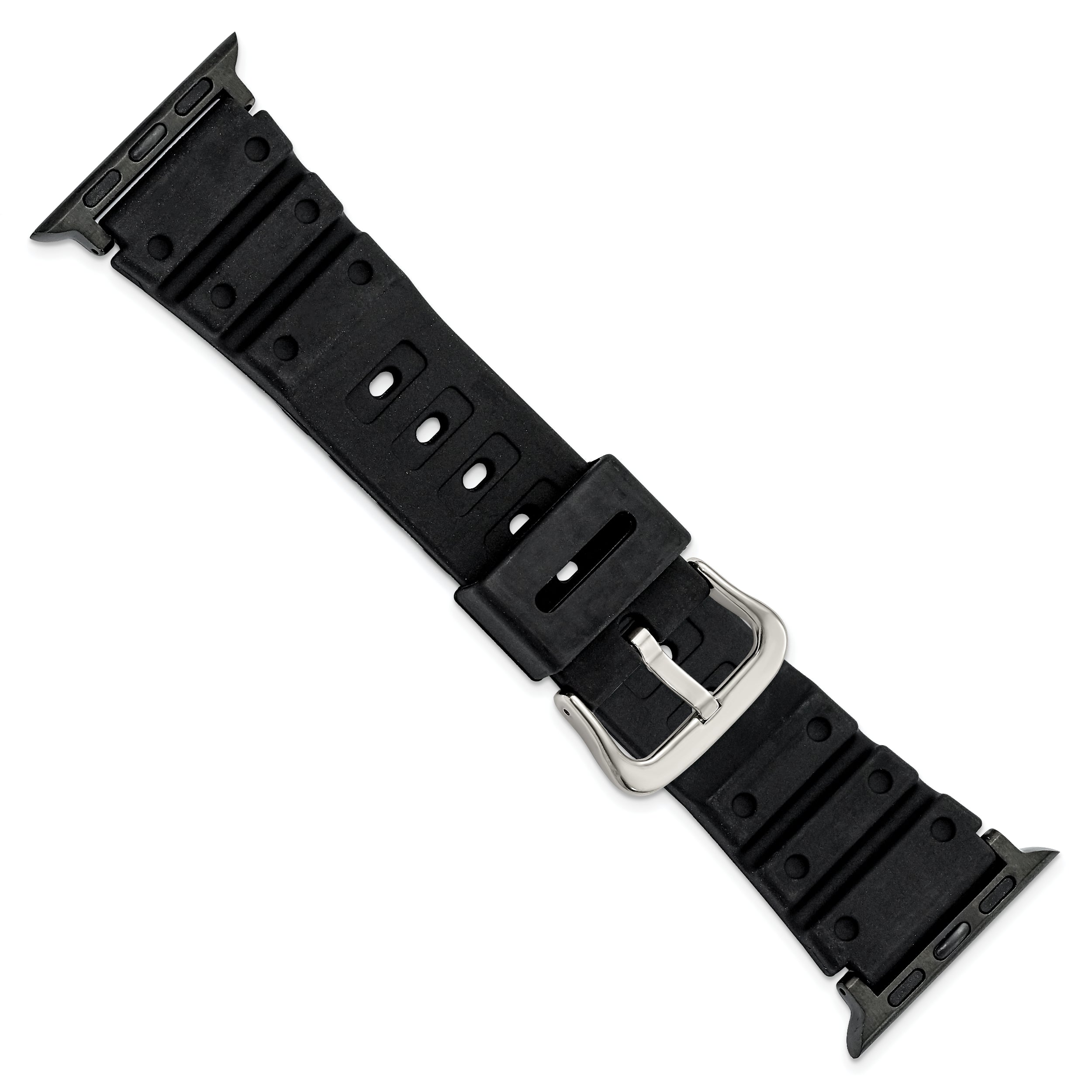 for Apple 38/40mm Smart Watch Black Polyurethane Sport with Black Adapter and Stainless Steel Buckle 8.1 inch Watch Band