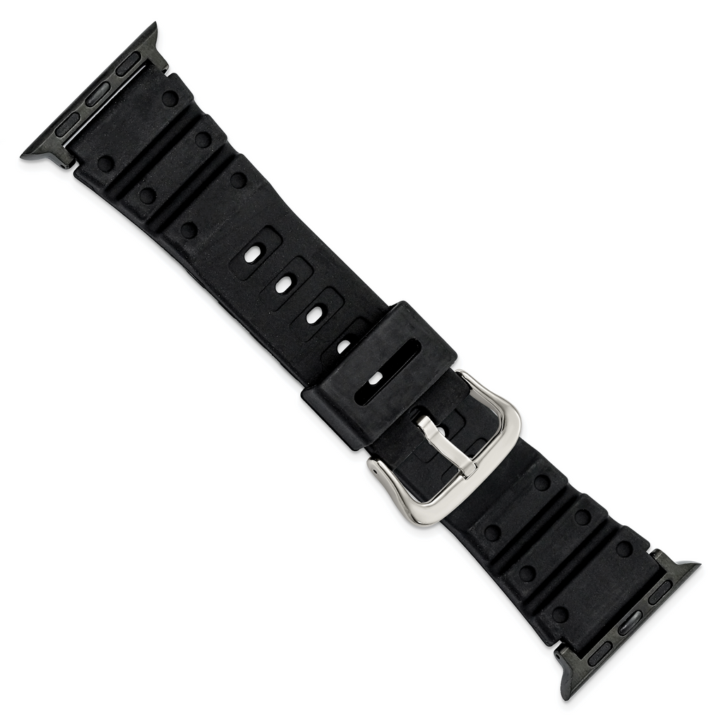 for Apple 38/40mm Smart Watch Black Polyurethane Sport with Black Adapter and Stainless Steel Buckle 8.1 inch Watch Band