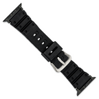 for Apple 38/40mm Smart Watch Black Polyurethane Sport with Black Adapter and Stainless Steel Buckle 8.1 inch Watch Band