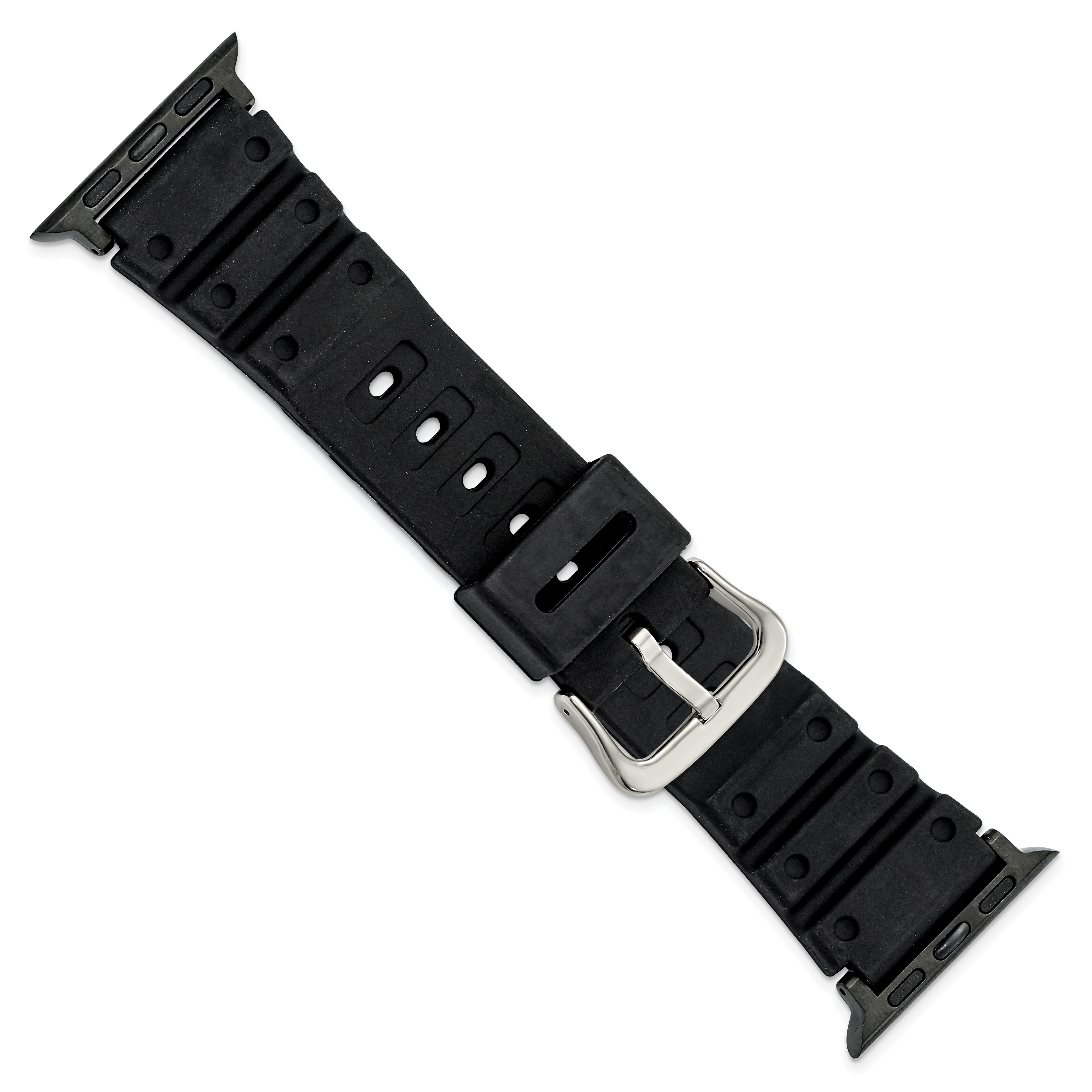 for Apple 38/40mm Smart Watch Black Polyurethane Sport with Black Adapter and Stainless Steel Buckle 8.1 inch Watch Band