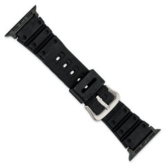 for Apple 38/40mm Smart Watch Black Polyurethane Sport with Black Adapter and Stainless Steel Buckle 8.1 inch Watch Band
