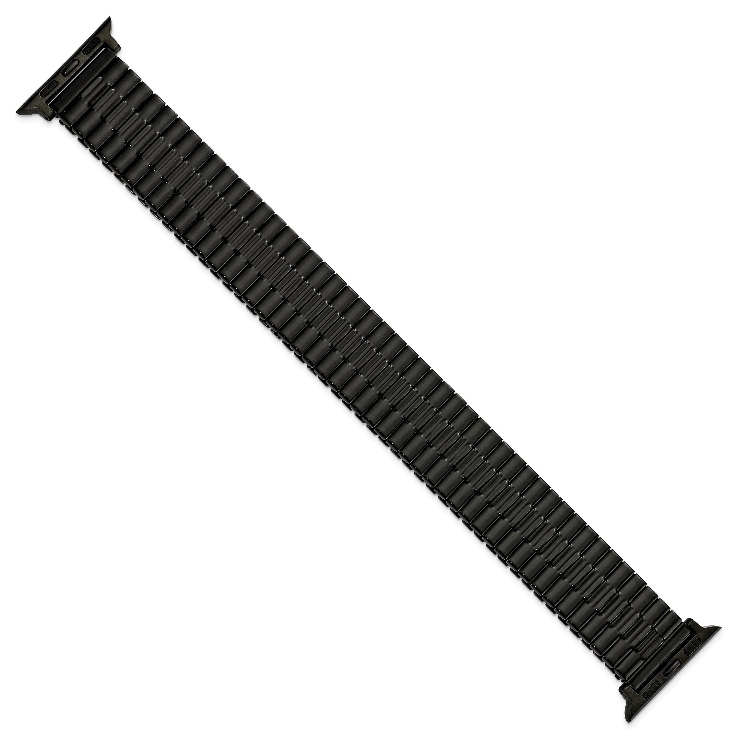 for Apple 38/40mm Smart Watch Mens Long Black Stainless Steel 7.5 inch Expansion Watch Band with Black Adapters