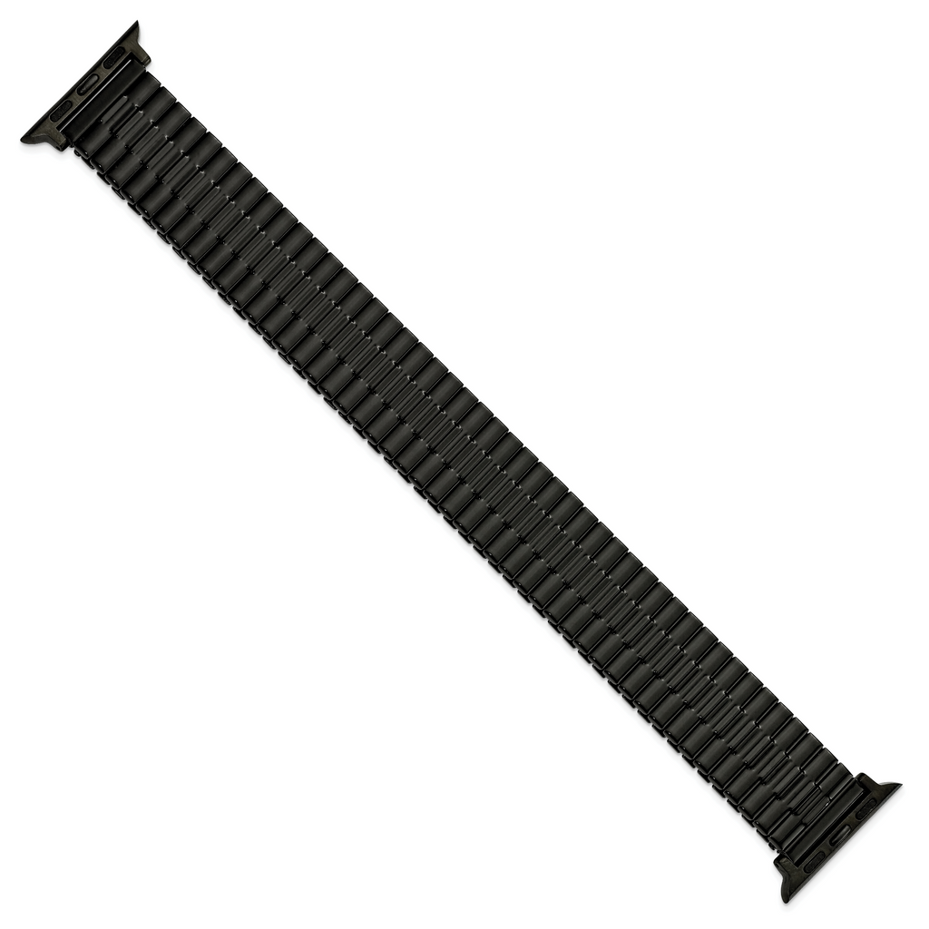 for Apple 38/40mm Smart Watch Mens Long Black Stainless Steel 7.5 inch Expansion Watch Band with Black Adapters
