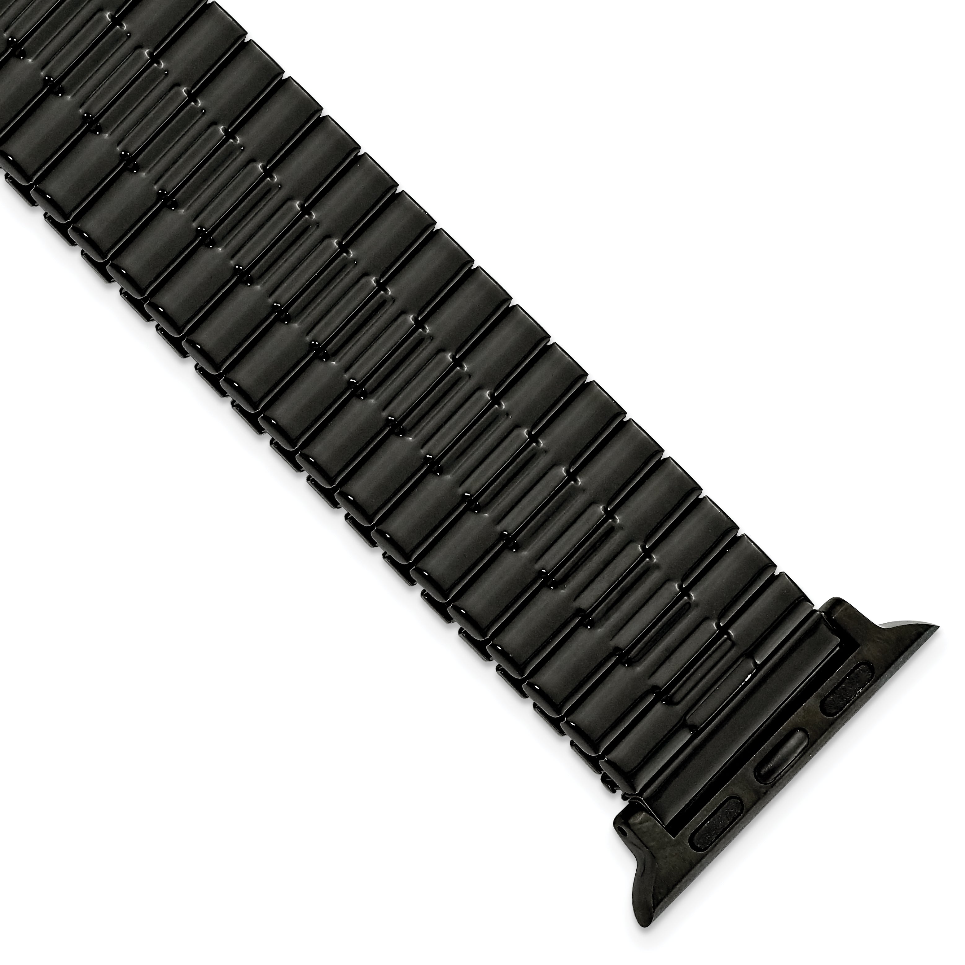 for Apple 38/40mm Smart Watch Mens Long Black Stainless Steel 7.5 inch Expansion Watch Band with Black Adapters
