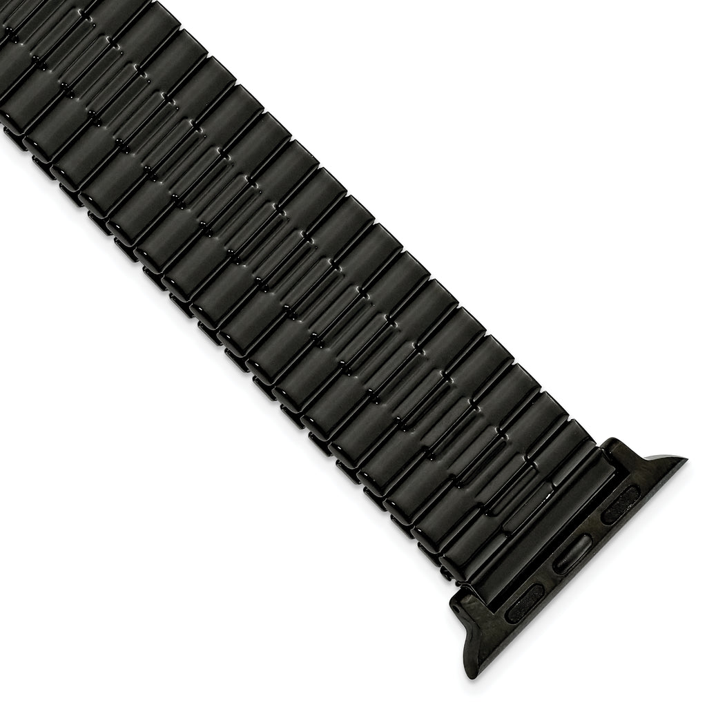 for Apple 38/40mm Smart Watch Mens Long Black Stainless Steel 7.5 inch Expansion Watch Band with Black Adapters