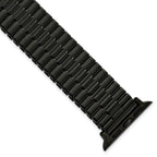 for Apple 38/40mm Smart Watch Mens Long Black Stainless Steel 7.5 inch Expansion Watch Band with Black Adapters