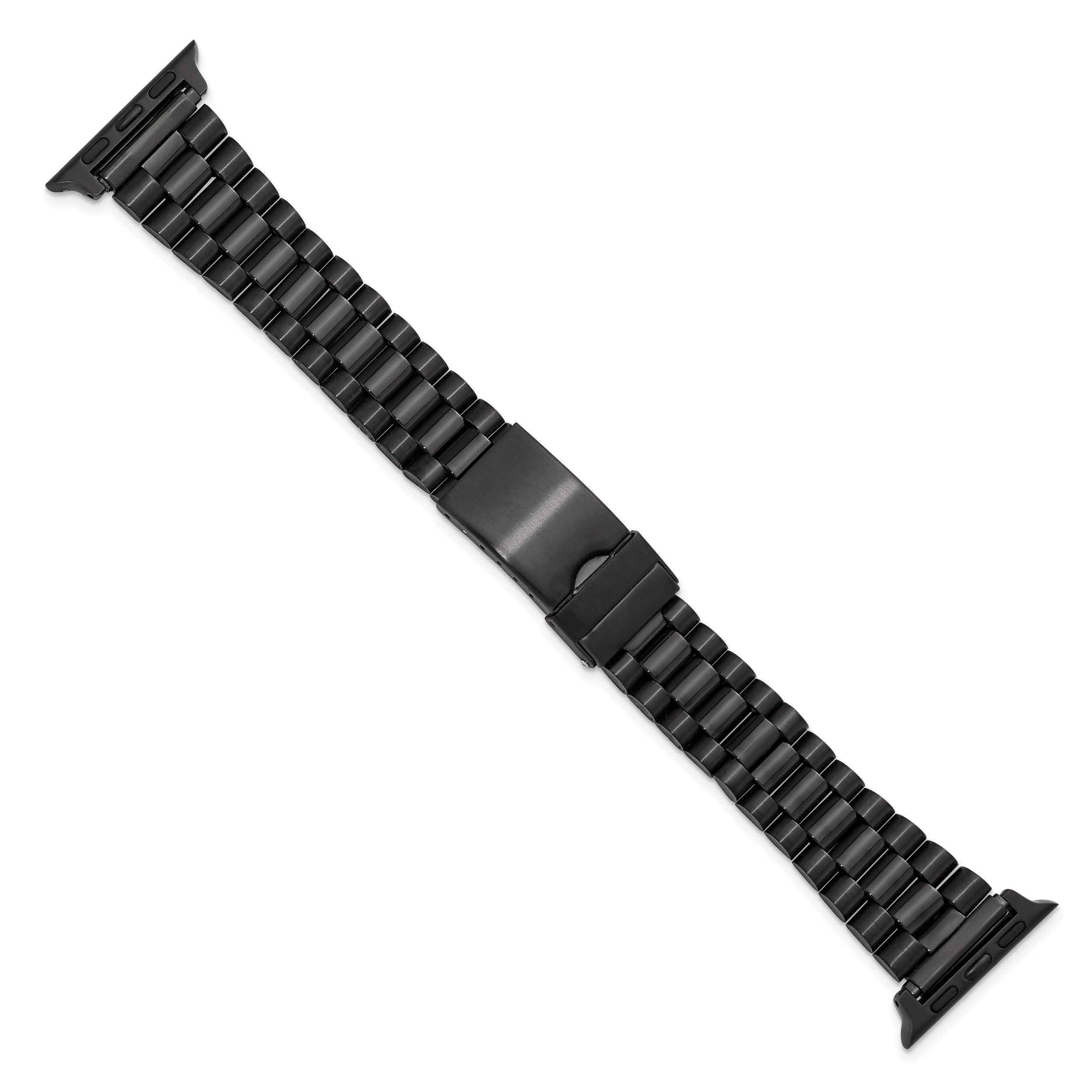 for Apple 38/40/41mm Smart Watch Long President-Style Black IP-plated Stainless Steel 7.4 inch Watch Band with Stainless Steel Adapters