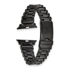 for Apple 38/40/41mm Smart Watch Long President-Style Black IP-plated Stainless Steel 7.4 inch Watch Band with Stainless Steel Adapters