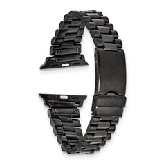 for Apple 38/40/41mm Smart Watch Long President-Style Black IP-plated Stainless Steel 7.4 inch Watch Band with Stainless Steel Adapters