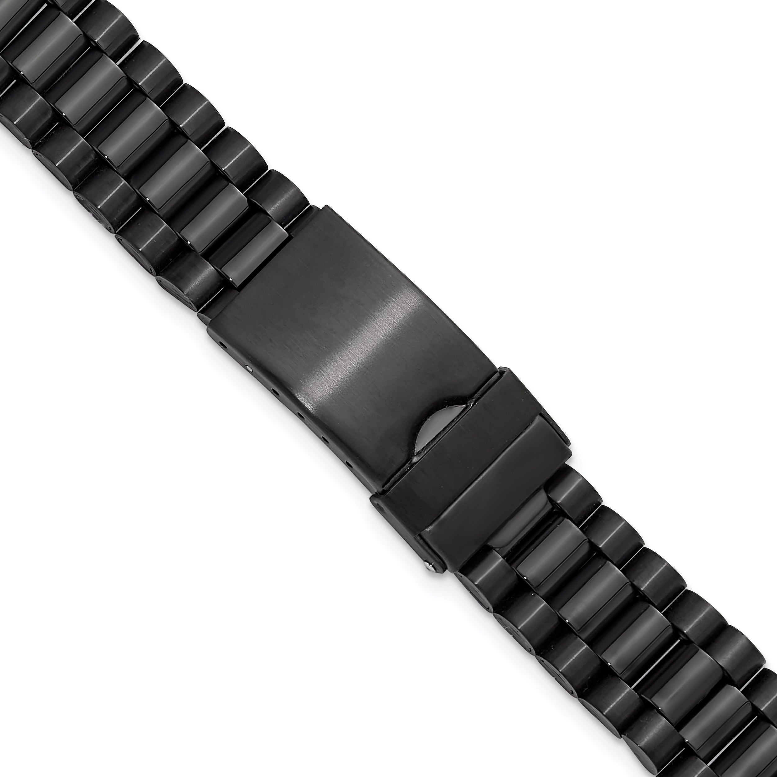 for Apple 38/40/41mm Smart Watch Long President-Style Black IP-plated Stainless Steel 7.4 inch Watch Band with Stainless Steel Adapters Main image