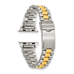 for Apple 38/40/41mm Smart Watch Long President-Style Two-Tone Stainless Steel 7.4 inch Watch Band with Stainless Steel Adapters