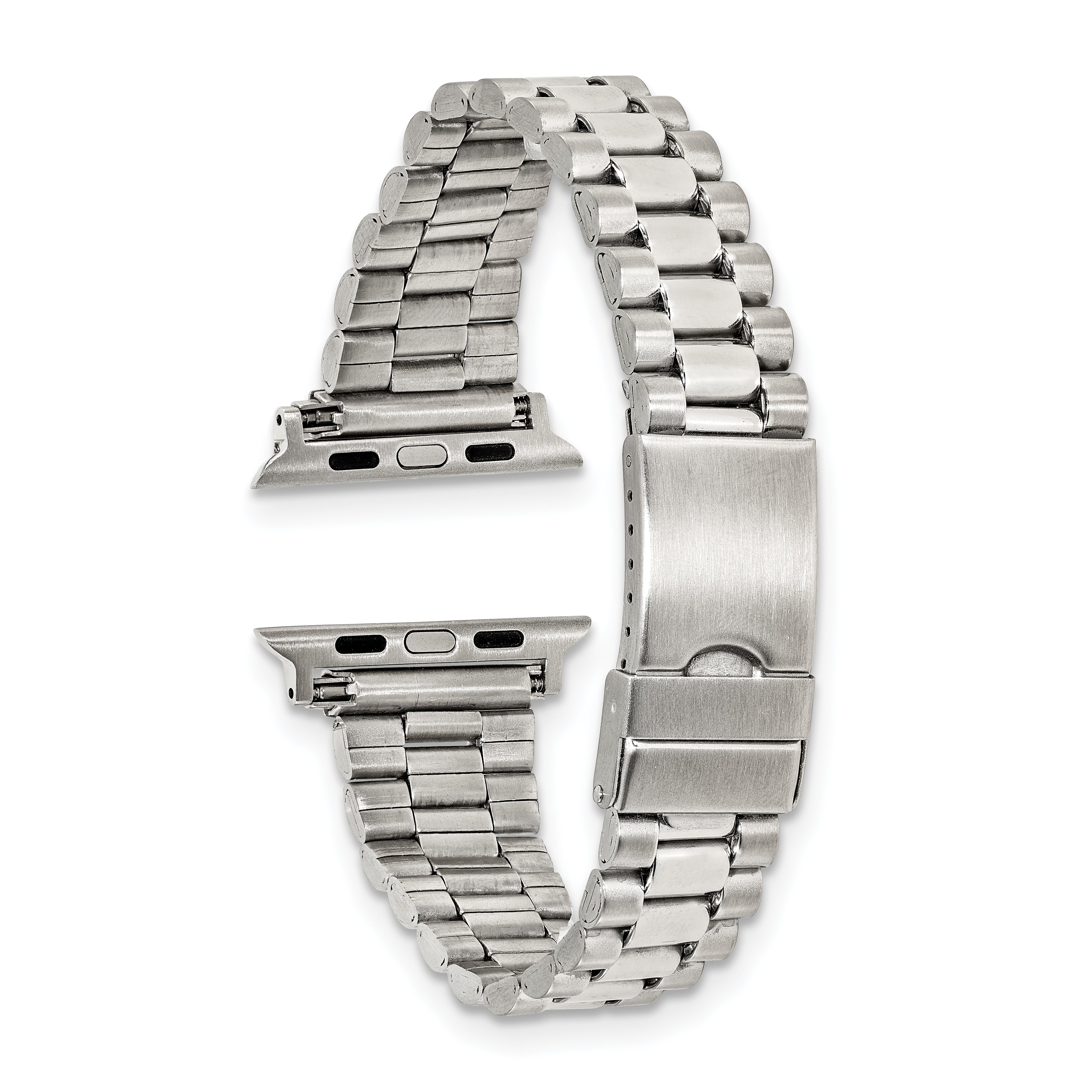 for Apple 42/44/45mm Smart Watch Long President-Style Stainless Steel 7.4 inch Watch Band with Stainless Steel Adapters