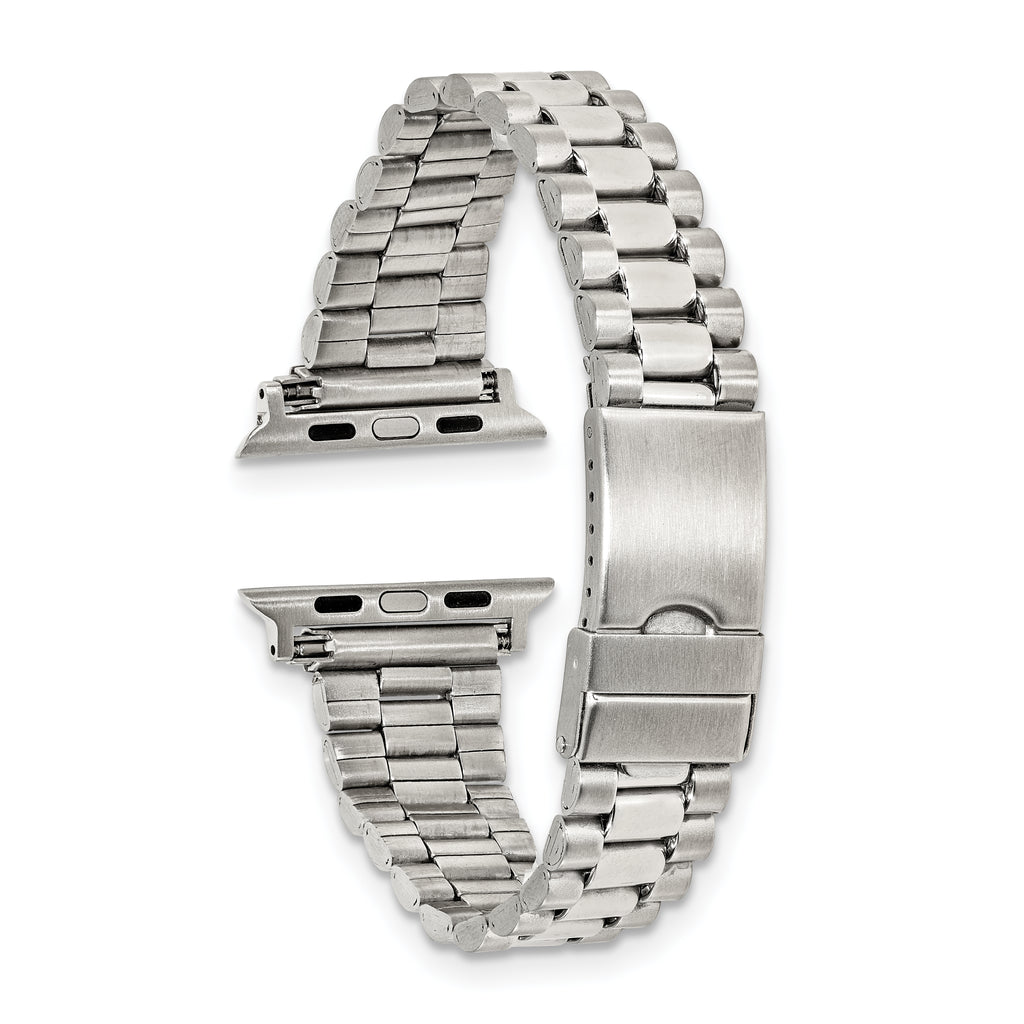 for Apple 42/44/45mm Smart Watch Long President-Style Stainless Steel 7.4 inch Watch Band with Stainless Steel Adapters