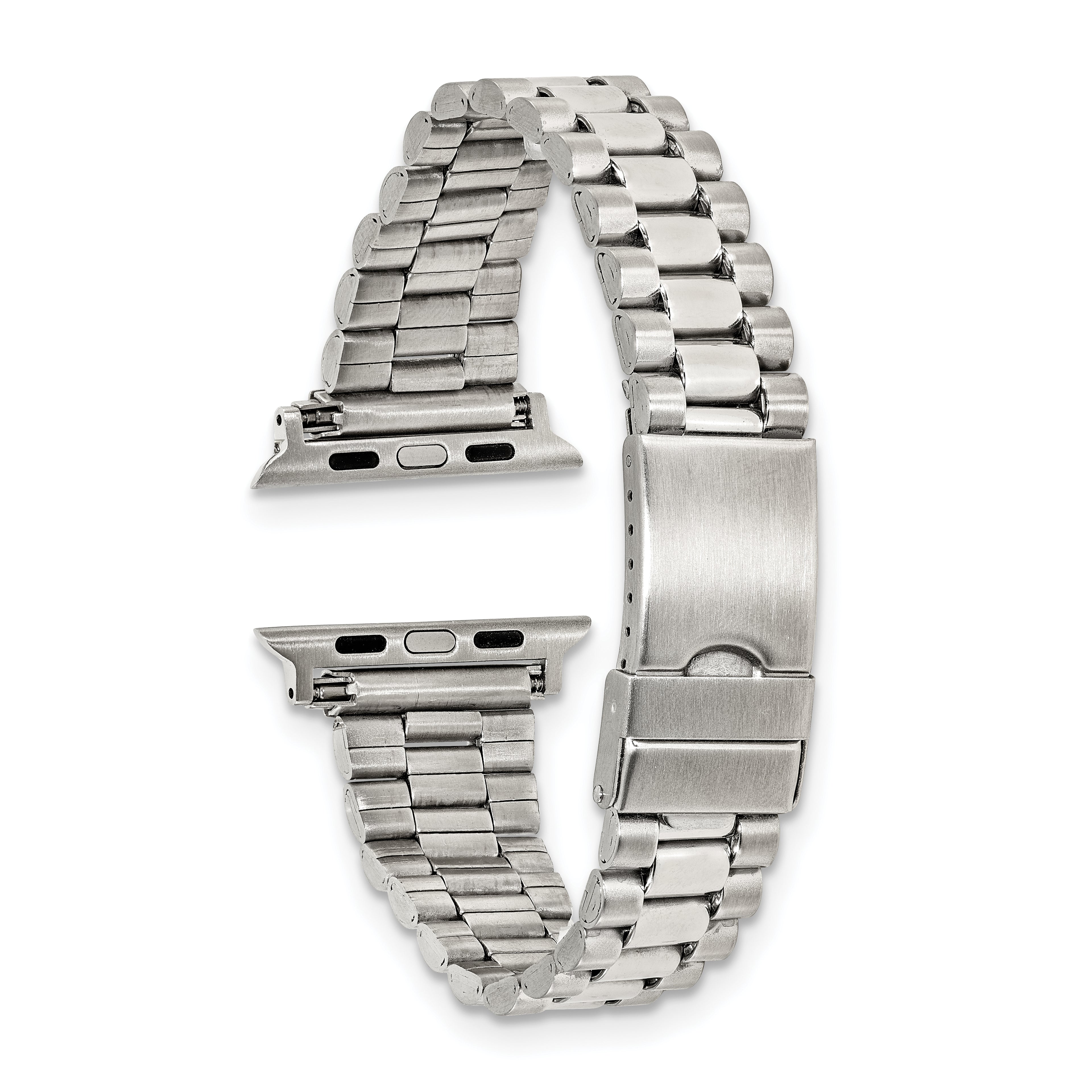 for Apple 42/44/45mm Smart Watch Long President-Style Stainless Steel 7.4 inch Watch Band with Stainless Steel Adapters