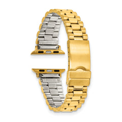 for Apple 38/40/41mm Smart Watch Long President-Style Gold IP-plated Stainless Steel 7.4 inch Watch Band with Stainless Steel Adapters