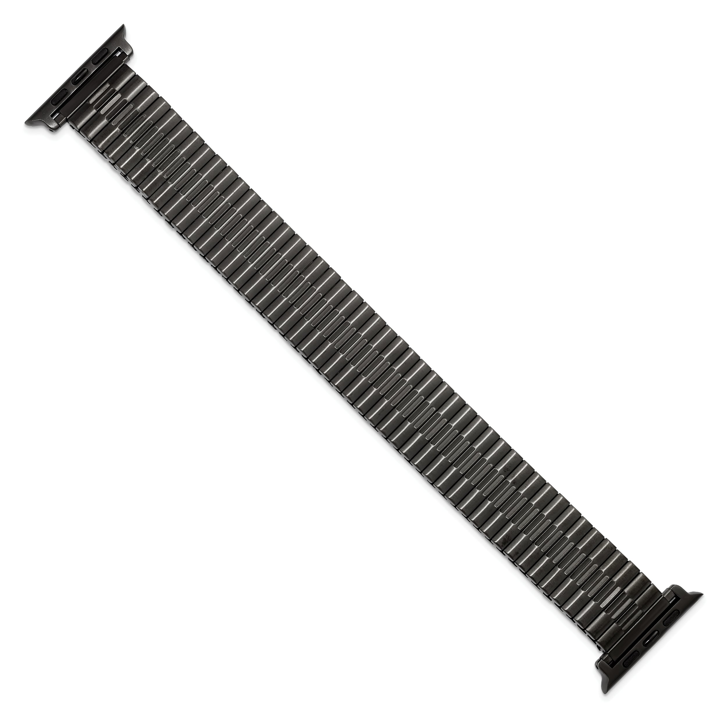 for Apple 38/40/41mm Smart Watch Mens Long Gunmetal Stainless Steel 7.5 inch Expansion Watch Band with Stainless Steel Adapters