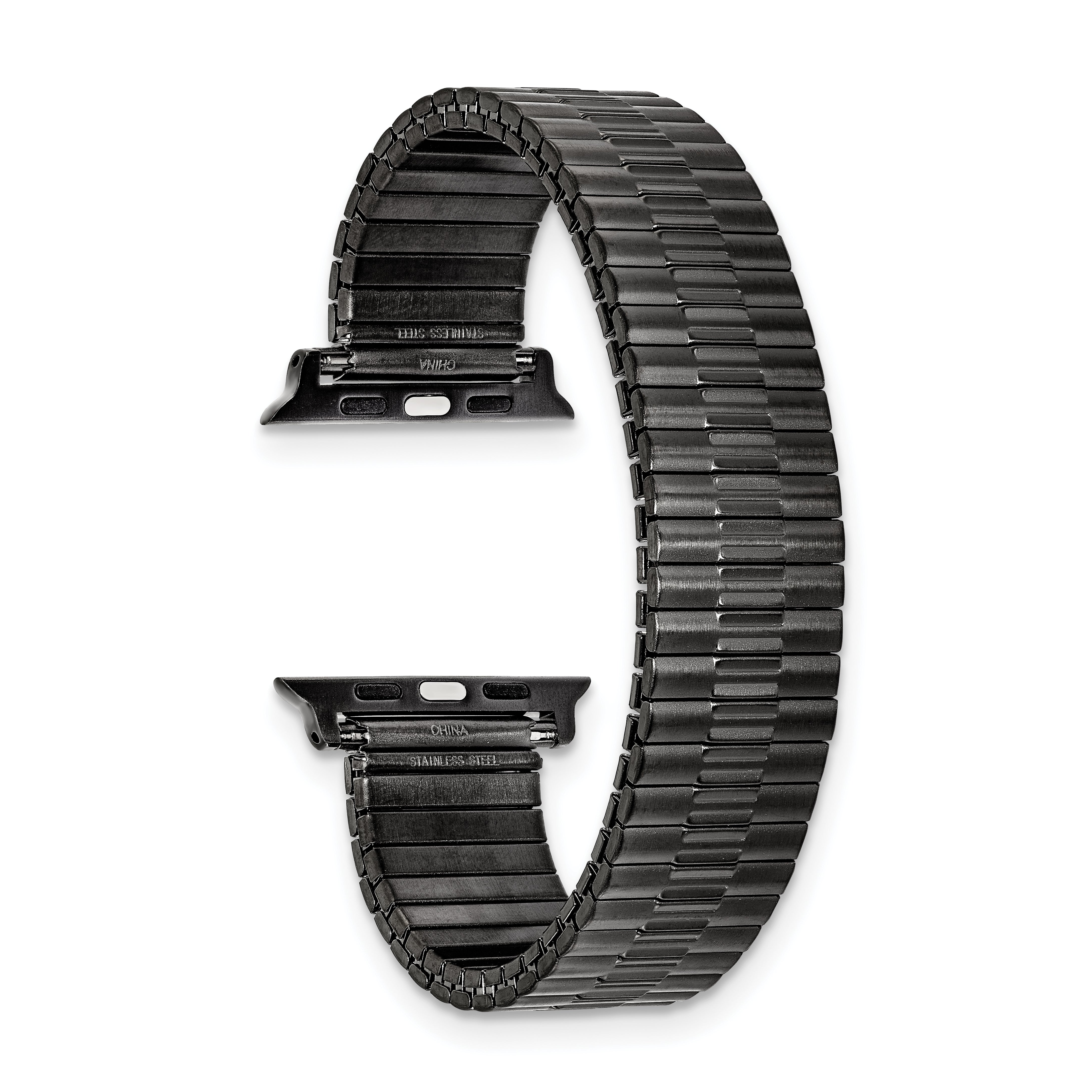 for Apple 38/40/41mm Smart Watch Mens Long Gunmetal Stainless Steel 7.5 inch Expansion Watch Band with Stainless Steel Adapters