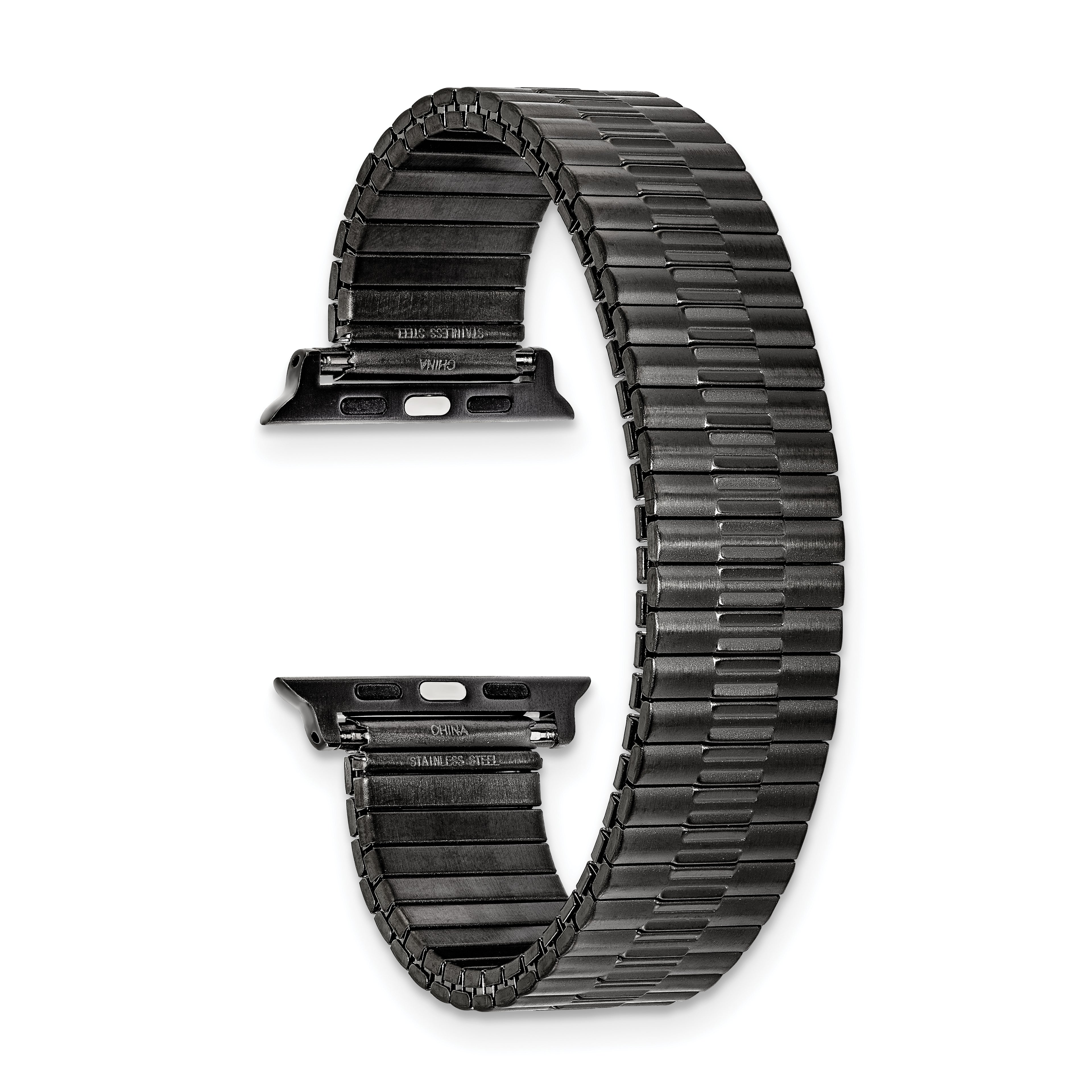 for Apple 38/40/41mm Smart Watch Mens Long Gunmetal Stainless Steel 7.5 inch Expansion Watch Band with Stainless Steel Adapters
