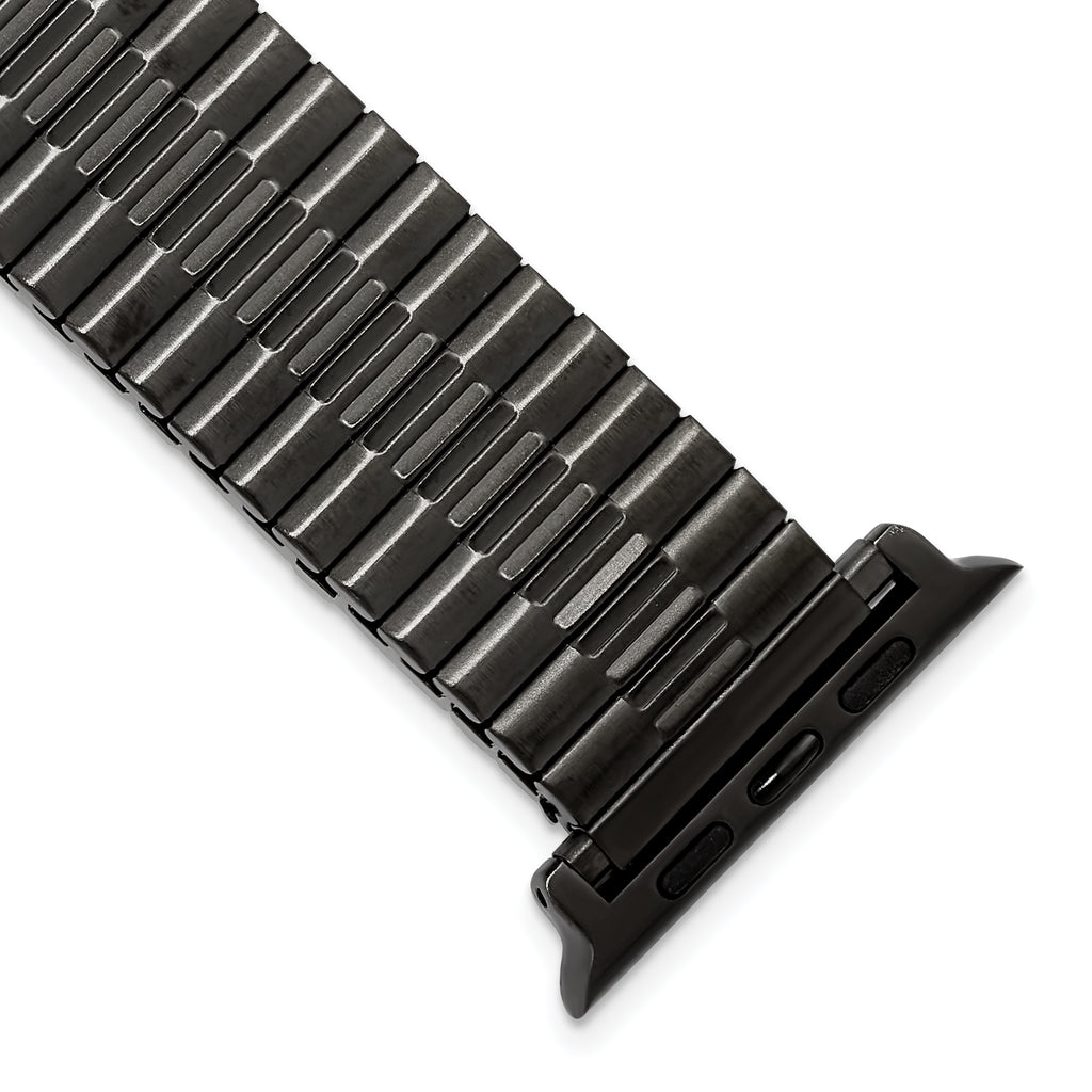 for Apple 38/40/41mm Smart Watch Mens Long Gunmetal Stainless Steel 7.5 inch Expansion Watch Band with Stainless Steel Adapters