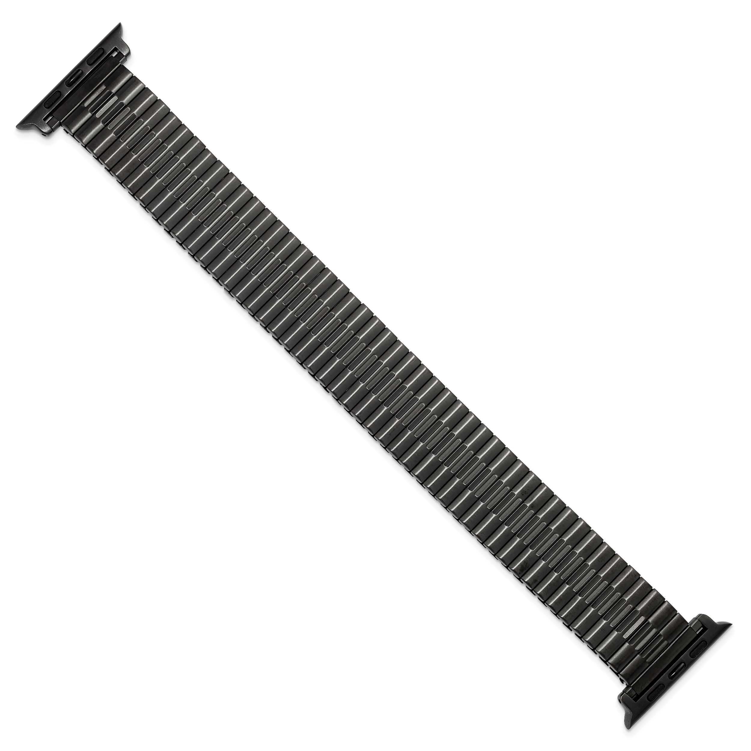 for Apple 42/44/45mm Smart Watch Mens Long Gunmetal Stainless Steel 7.5 inch Expansion Watch Band with Stainless Steel Adapters
