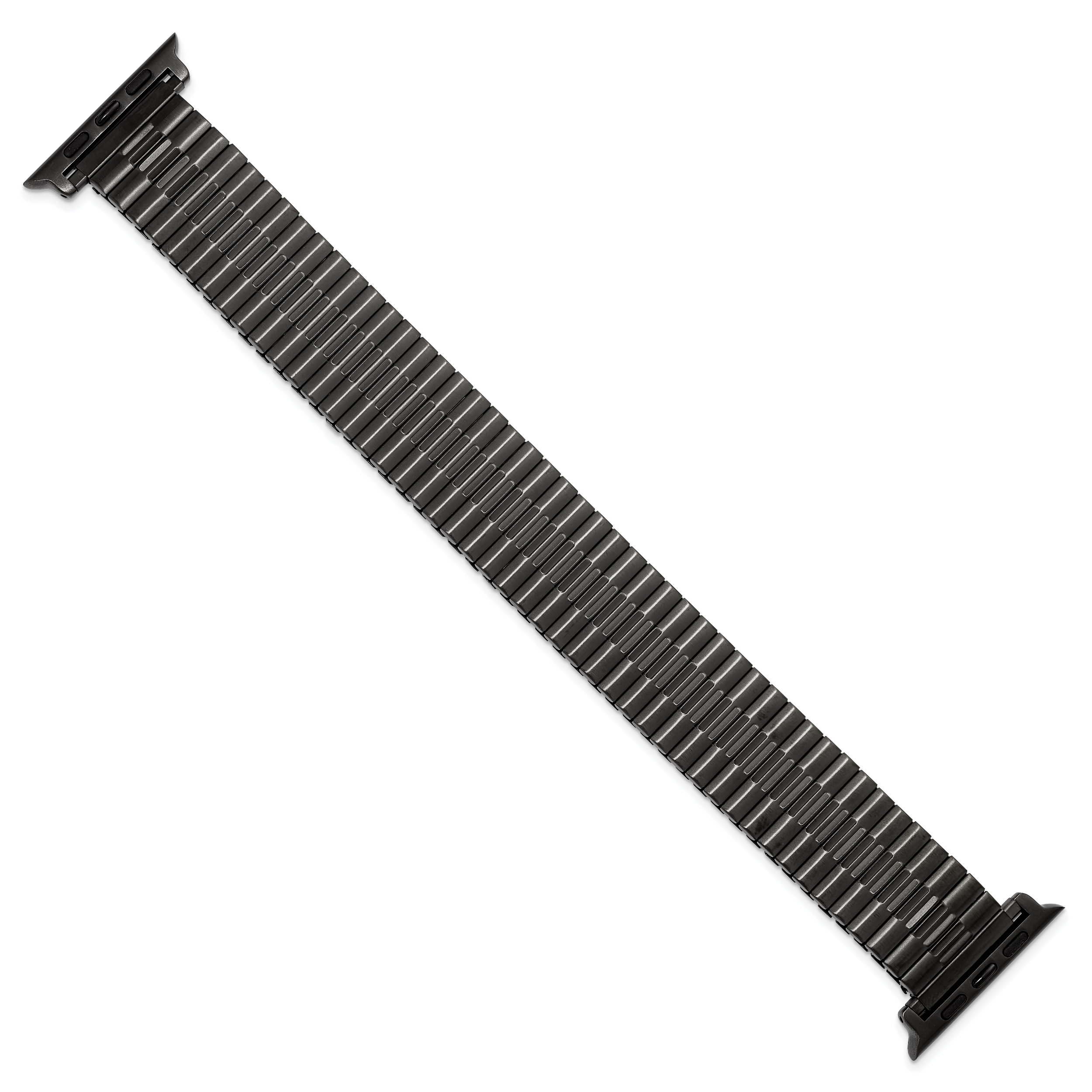 for Apple 42/44/45mm Smart Watch Mens Long Gunmetal Stainless Steel 7.5 inch Expansion Watch Band with Stainless Steel Adapters