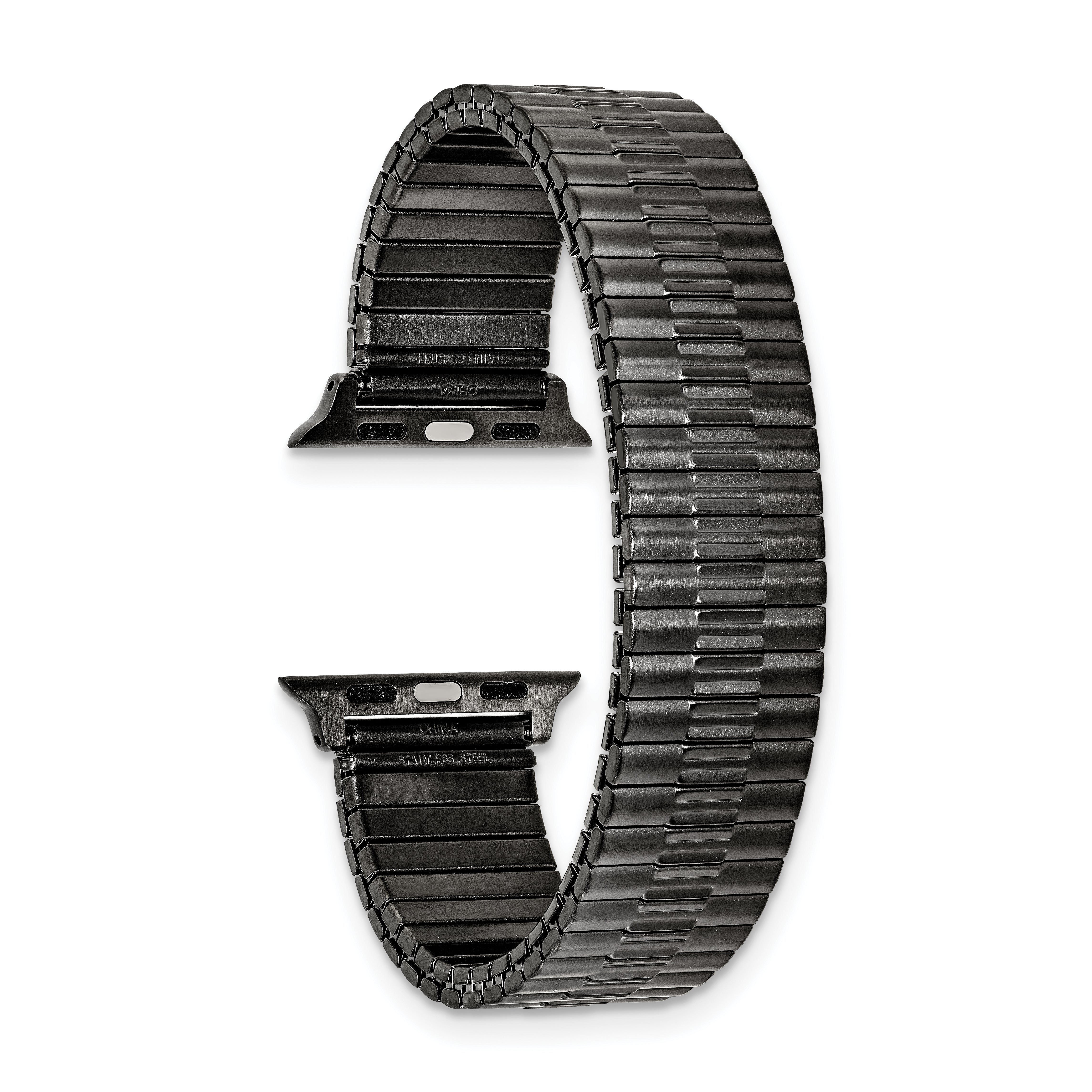 for Apple 42/44/45mm Smart Watch Mens Long Gunmetal Stainless Steel 7.5 inch Expansion Watch Band with Stainless Steel Adapters